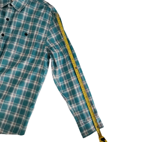 L.L. BEAN Teal Plaid Flannel Shirt traditional fit men's size medium - Picture 10 of 13
